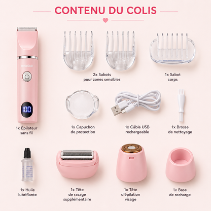Rasoir Intime Électrique 3-en-1 RosaSkin | Sans Coupure & Anti-Irritation