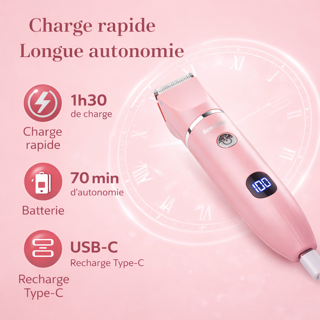 Rasoir Intime Électrique 3-en-1 RosaSkin | Sans Coupure & Anti-Irritation