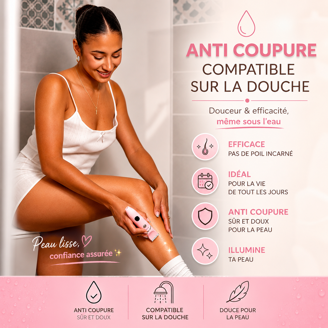 Rasoir Intime Électrique 3-en-1 RosaSkin | Sans Coupure & Anti-Irritation