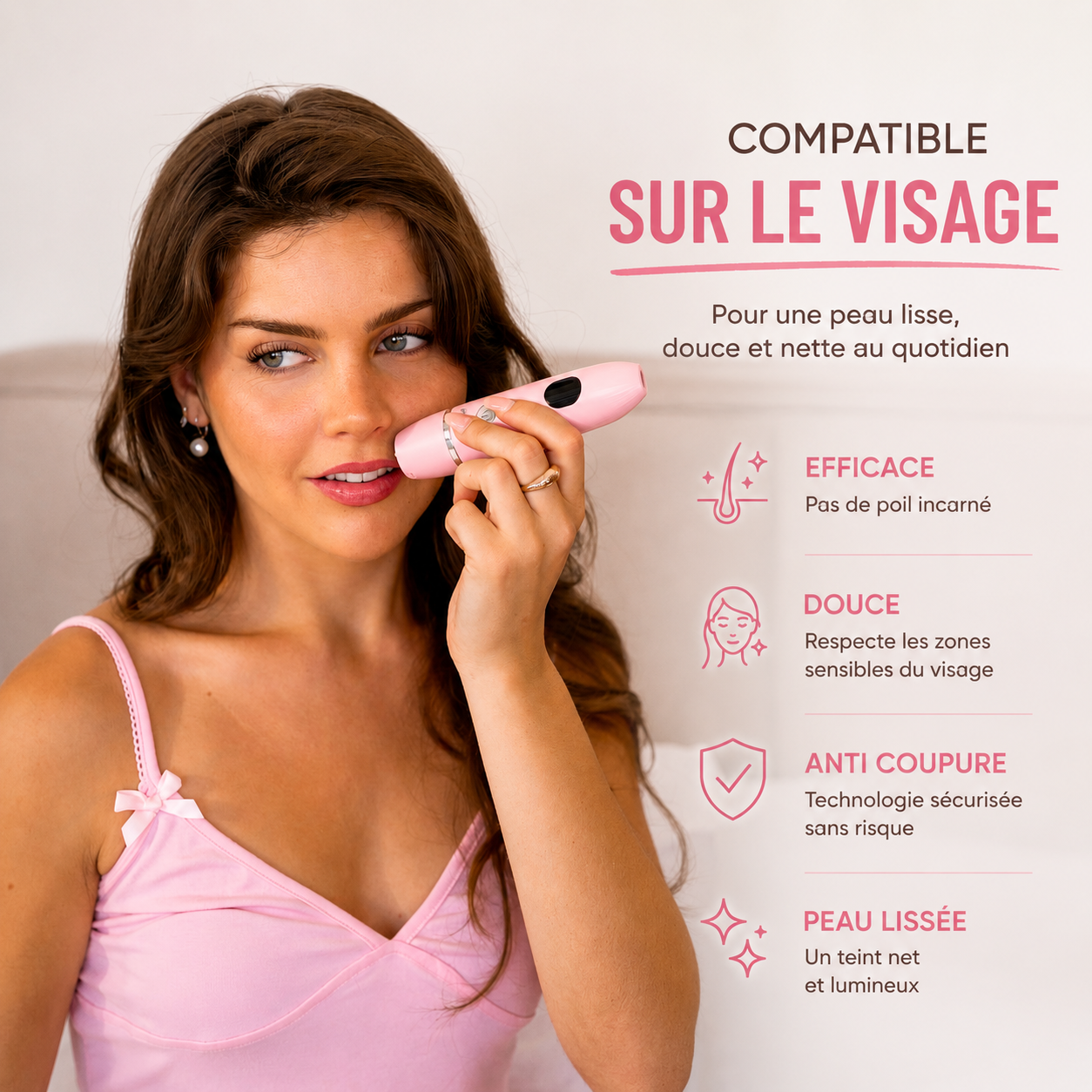 Rasoir Intime Électrique 3-en-1 RosaSkin | Sans Coupure & Anti-Irritation