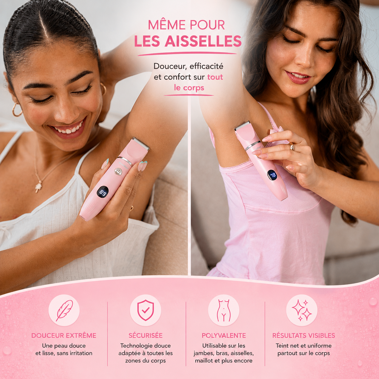 Rasoir Intime Électrique 3-en-1 RosaSkin | Sans Coupure & Anti-Irritation